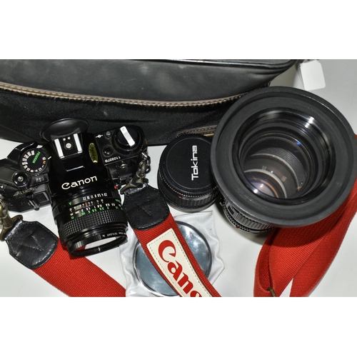 491 - CANON PHOTOGRAPHIC EQUIPMENT ETC, comprising a Canon AE-1 Program 35mm SLR camera body, Canon 35-105... 