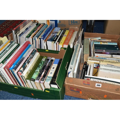 495 - THREE BOXES OF HARDBACK AND PAPERBACK BOOKS, including art, drawing, painting, woodwork, novels, tra... 