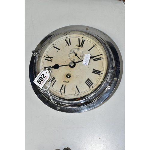 502 - AN EARLY 20TH CENTURY CHROME CASED SESTREL WALL CLOCK, painted dial, Roman numerals, subsidiary seco... 