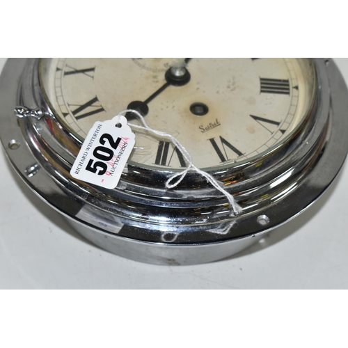 502 - AN EARLY 20TH CENTURY CHROME CASED SESTREL WALL CLOCK, painted dial, Roman numerals, subsidiary seco... 