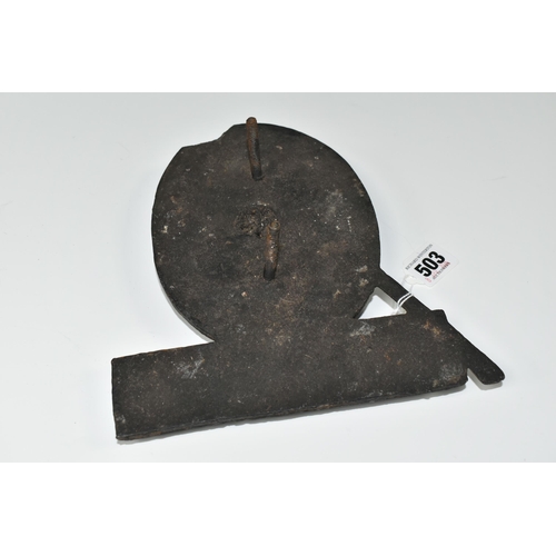 503 - A CAST IRON FIREMARK, plaque image of a Phoenix with the word Protection underneath, some damage to ... 