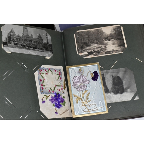 505 - A GROUP OF EPHEMERA INCLUDING STEREOSCOPIC VIEWER, EDWARDIAN POSTCARD ALBUM AND CONTENTS, ETC, the p... 