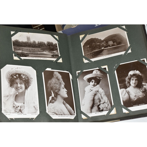 505 - A GROUP OF EPHEMERA INCLUDING STEREOSCOPIC VIEWER, EDWARDIAN POSTCARD ALBUM AND CONTENTS, ETC, the p... 