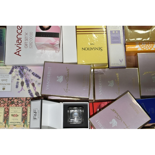 508 - A BOX OF BOXED PERFUMES AND SOAPS, including six sealed boxes of 100ml Vanderbilt eau de toilette an... 