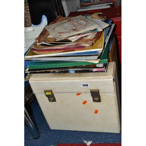 509 - FOUR LP CASES AND LOOSE LP'S, SINGLES, ETC, the overall theme being children's stories, children's h... 