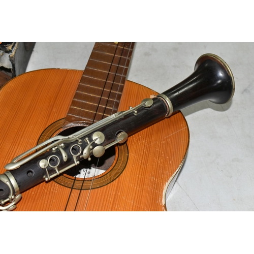 513 - A METZLER & CO OF LONDON WOODEN CLARINET, makers name stamped to the two lower sections, length 65cm... 