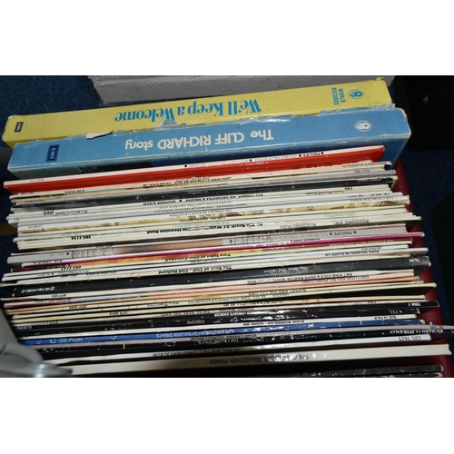 517 - TWO BOXES OF LPS AND SINGLES RECORDS, including Cliff Richard, The Shadows, musicals, compilations, ... 