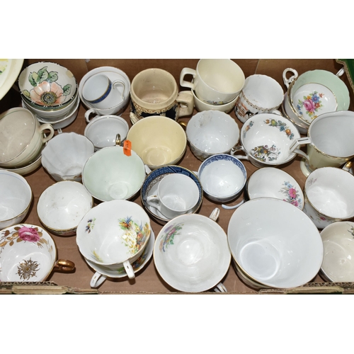 518 - SIX BOXES OF CERAMICS, to include Burleigh Ware tea set,  Jerome Massier floral tea plates, Denby te... 