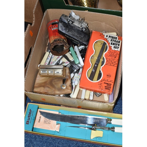 519 - FOUR BOXES AND LOOSE MISCELLANEOUS SUNDRIES, to include a Praktica LTL camera, a Zenith Lomo camera,... 