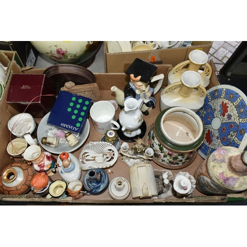 535 - SIX BOXES AND LOOSE CERAMICS, including a Rosenthal Classic Rose face jug, a pair of Japanese satsum... 