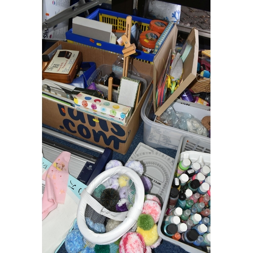 537 - FOUR BOXES OF CRAFTING EQUIPMENT, including quilling, stencilling, painting, calligraphy, etc (4 box... 