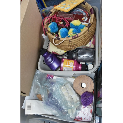 537 - FOUR BOXES OF CRAFTING EQUIPMENT, including quilling, stencilling, painting, calligraphy, etc (4 box... 