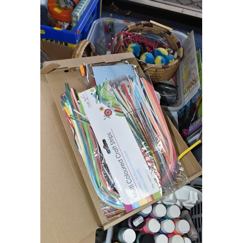 537 - FOUR BOXES OF CRAFTING EQUIPMENT, including quilling, stencilling, painting, calligraphy, etc (4 box... 