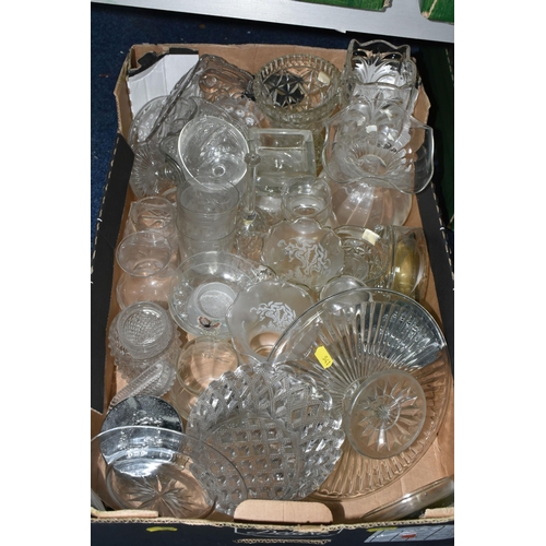 541 - SIX BOXES OF CERAMICS AND GLASS, including mugs, teapot stands, assorted drinking glasses, press mou... 