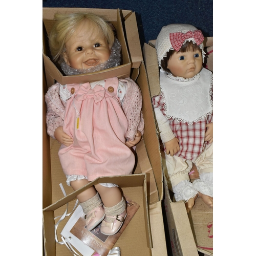 544 - FIVE BOXED ZAPF CREATION DESIGNER AND COLLECTION DOLLS, comprising 'Herzchen Bube' and 'Herzchen Mad... 