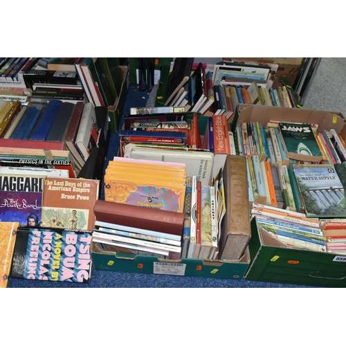 559 - SIX BOXES OF ASSORTED BOOKS, over one hundred books to include a quantity of mid-century Penguin pap... 