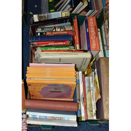 559 - SIX BOXES OF ASSORTED BOOKS, over one hundred books to include a quantity of mid-century Penguin pap... 