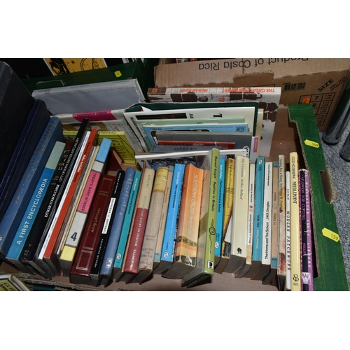 559 - SIX BOXES OF ASSORTED BOOKS, over one hundred books to include a quantity of mid-century Penguin pap... 