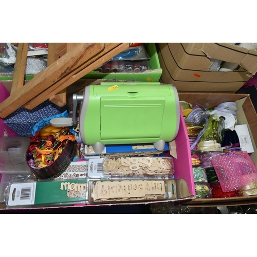 562 - SEVEN BOXES OF CRAFTING MATERIALS AND EQUIPMENT, to include a Provo Craft  'Cuttlebug' embossing die... 