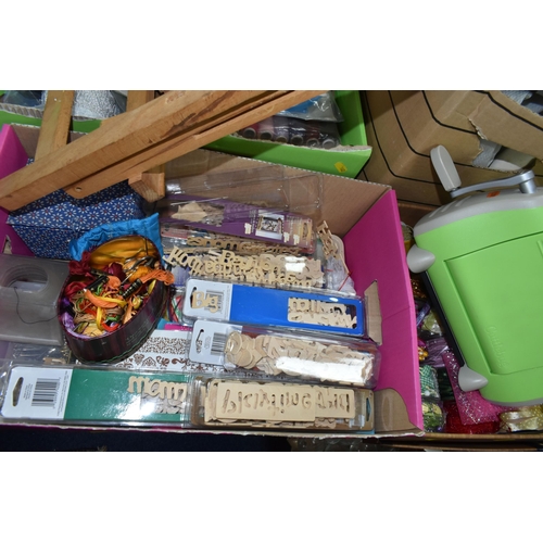 562 - SEVEN BOXES OF CRAFTING MATERIALS AND EQUIPMENT, to include a Provo Craft  'Cuttlebug' embossing die... 