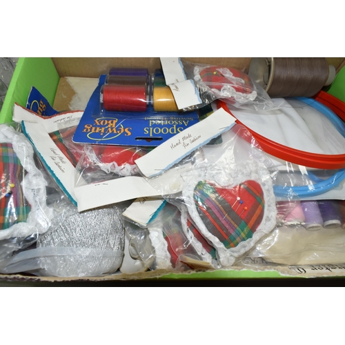 562 - SEVEN BOXES OF CRAFTING MATERIALS AND EQUIPMENT, to include a Provo Craft  'Cuttlebug' embossing die... 