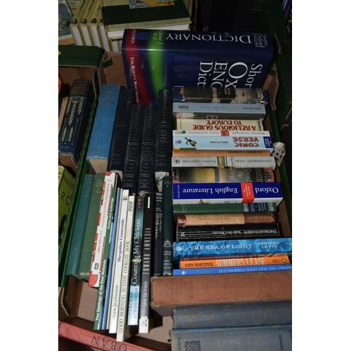 566 - FIVE BOXES OF ASSORTED BOOKS, mostly hardback books to include fourteen volumes of The New Illustrat... 