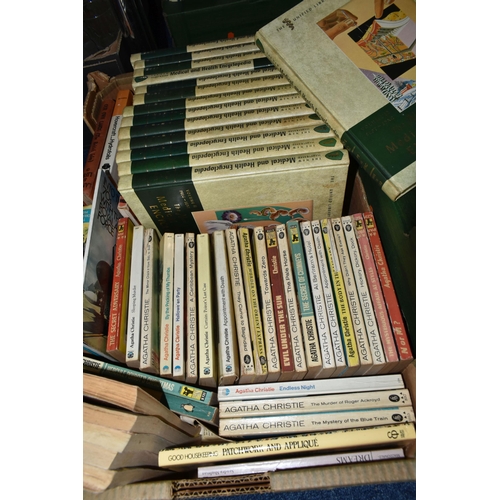 566 - FIVE BOXES OF ASSORTED BOOKS, mostly hardback books to include fourteen volumes of The New Illustrat... 