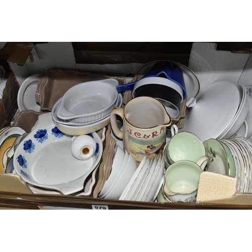 570 - SIX BOXES AND LOOSE KITCHEN CROCKERY AND DINNERWARE, including a Krautheim 'Franconia' dinner servic... 