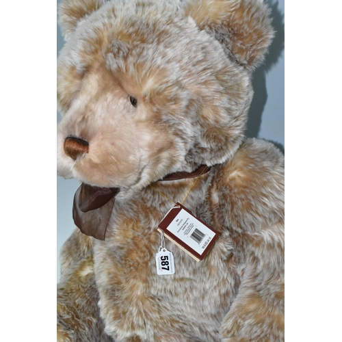 587 - A LARGE CHARLIE BEAR 'IAN' CB151570, designed by Isabelle Lee and Charlie, brown frosted plush, blac... 