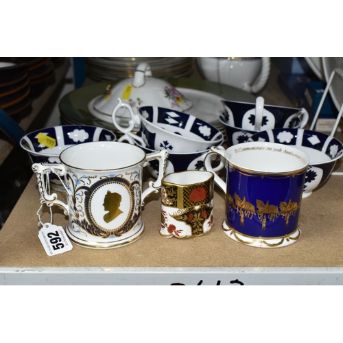 592 - A GROUP OF ROYAL CROWN DERBY CERAMICS, comprising six Royal Crown Derby Unfinished Imari pattern cup... 