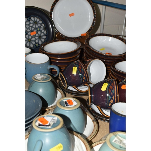 596 - A LARGE COLLECTION OF DENBY TABLEWARE, comprising five 'Luxor' design cups and five saucers, four di... 