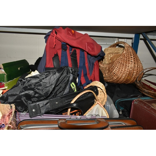 607 - FIVE BOXES AND LOOSE CLOTHING AND ACCESSORIES ETC, to include two boxes of fancy dress items, Leathe... 