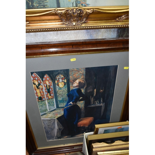 611 - A QUANTITY OF DECORATIVE PRINTS ETC, to include print reproductions of artists including Peter Sever... 