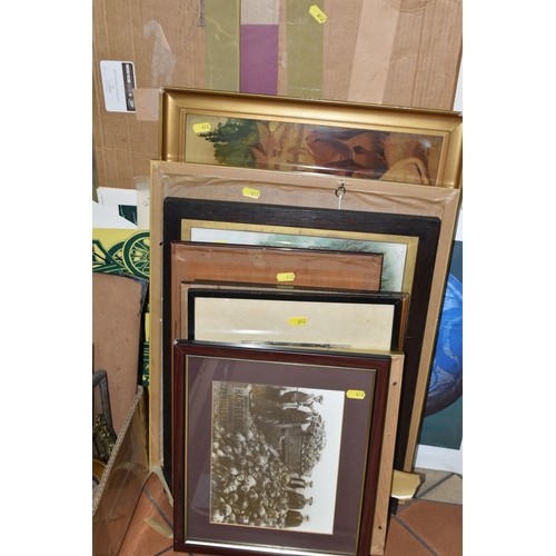 612 - A QUANTITY OF FRAMED AND UNFRAMED PRINTS ETC, to include a late Victorian etching by Mark Fisher dep... 