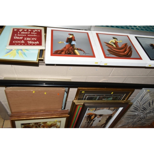 622 - A SMALL QUANTITY OF PICTURES AND PRINTS ETC,  to include two Anne Storno prints depicting Queen Eliz... 