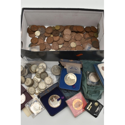 220 - A SHOE BOX OF UK COINAGE, to include 1894-1895 worn Crown coins, over 500 grams of Pre 1947 mainly S... 