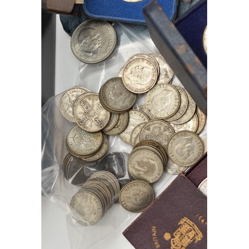 220 - A SHOE BOX OF UK COINAGE, to include 1894-1895 worn Crown coins, over 500 grams of Pre 1947 mainly S... 