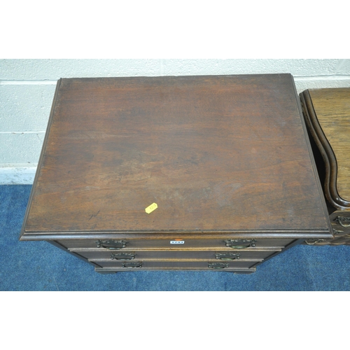 1243 - A GEORGIAN STYLE MAHOGANY CHEST OF THREE DRAWERS, width 61cm x depth 41cm x height 66cm, along with ... 