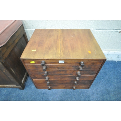 1247 - A SCRATCH BUILT HARDWOOD COLLECTORS CHEST, with six graduated drawers, width 50cm x depth 40cm x hei... 