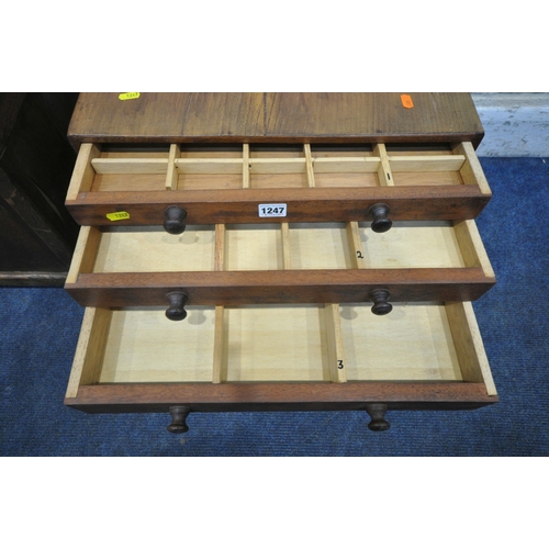 1247 - A SCRATCH BUILT HARDWOOD COLLECTORS CHEST, with six graduated drawers, width 50cm x depth 40cm x hei... 