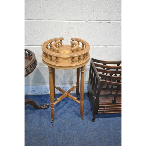 1249 - A REPRODUCTION MAHOGANY CIRCULAR TRIPOD TABLE, with raised gallery, turned support and ball and claw... 