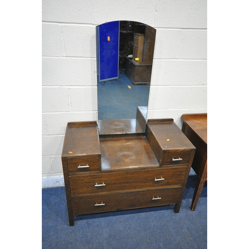 1250 - A 20TH CENTURY MAHOGANY SIDE TABLE, with two cupboard doors, width 120cm x depth 52cm x height 80cm,... 