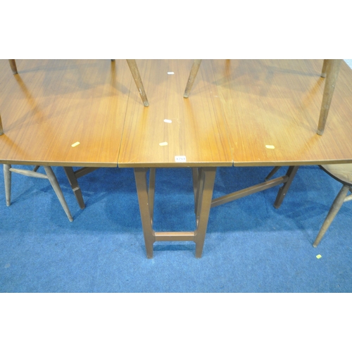 1253 - A MID CENTURY TEAK DROP LEAF TABLE, open width 150cm x closed width 34cm x depth 83cm x height 73cm,... 