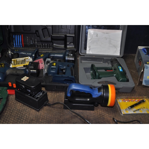 1066 - A BOSCH PSB-18L1-2 CASED CORDLESS DRILL with charger and two batteries, a Power Craft four piece cor... 