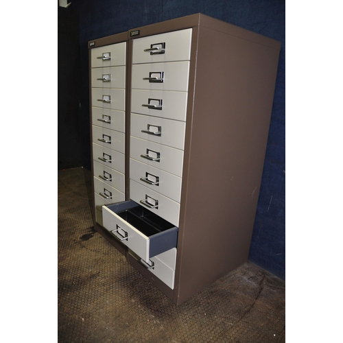 1084 - A PAIR OF 'TRIUMPH' FILE DRAWERS with ten drawer to each, each drawer with plastic partitioned trays... 