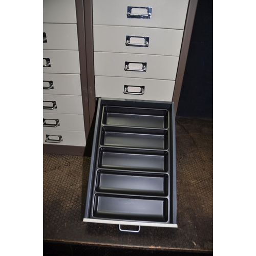 1084 - A PAIR OF 'TRIUMPH' FILE DRAWERS with ten drawer to each, each drawer with plastic partitioned trays... 