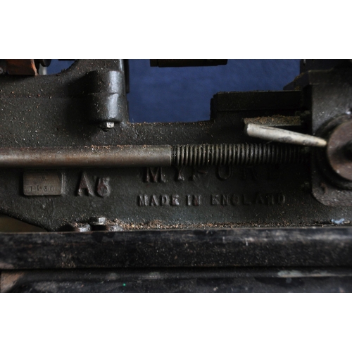 1086 - A VINTAGE MYFORD A5 LATHE on a bespoke stand with an 18in bed length, an end mill attachment, a four... 