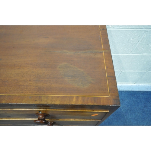 1268 - A 19TH CENTURY MAHOGANY CHEST OF TWO SHORT OVER THREE LONG DRAWERS, width 102cm x depth 52cm x heigh... 