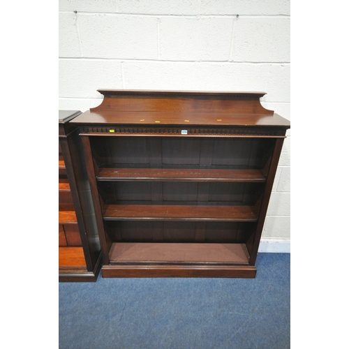 1270 - THREE 20TH CENTURY MAHOGANY OPEN BOOKCASES, largest width 123cm x depth 30cm x height 136cm (conditi... 