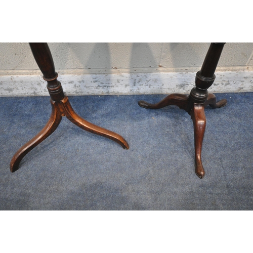 1285 - A GEORGIAN MAHOGANY TRIPOD TABLE, raised on a turned support and three legs, diameter 52cm x height ... 